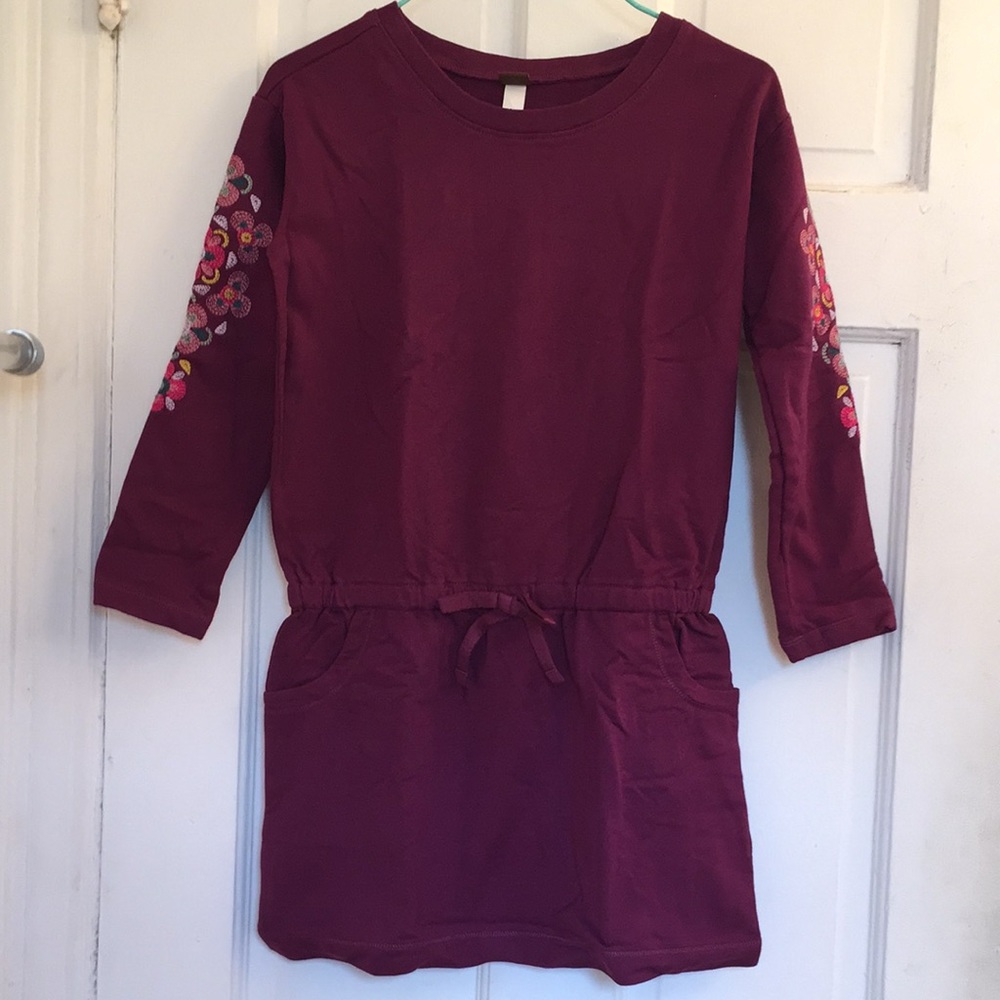 NWT Tea Collection girls maroon dress in size 8
